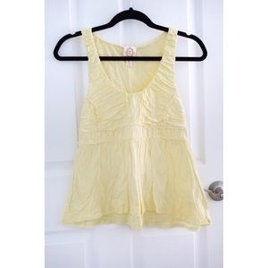 Anthropologie | Yellow Ruched Baby Doll Tank Top
